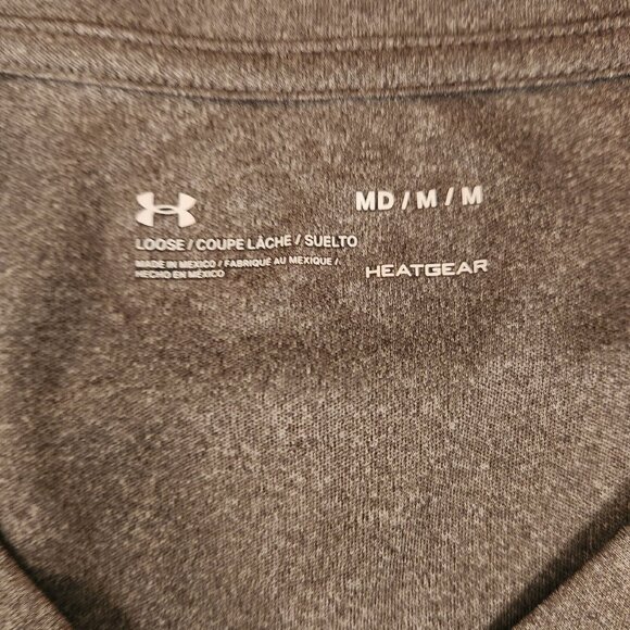 Under Armour Heat Gear V-Neck Shirt Short Sleeve Athletic Gray Womens Medium EUC - Picture 7 of 9